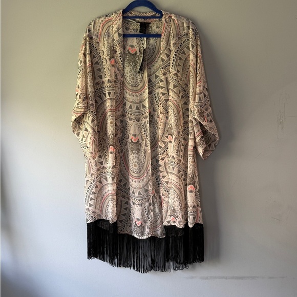 Steve Madden Aztec Fringe Kimono NWT - Picture 2 of 8